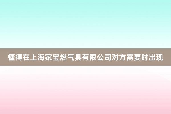 懂得在上海家宝燃气具有限公司对方需要时出现